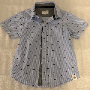 Free Planet 100% Cotton short sleeve blue & white‎ stripe w/ dinosaur size 4t